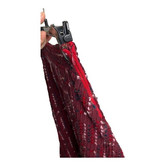 Maeve Anthropologie Burgundy Tweed Skirt A-Line Nubby XS Retro Textured Wine - Picture 7 of 11